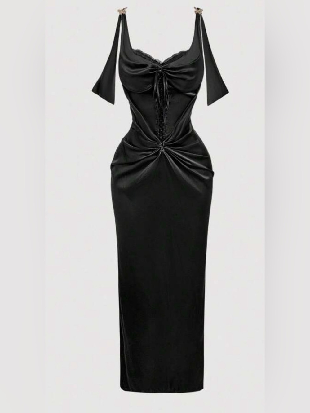 SHEIN MOD Black Satin Maxi Dress